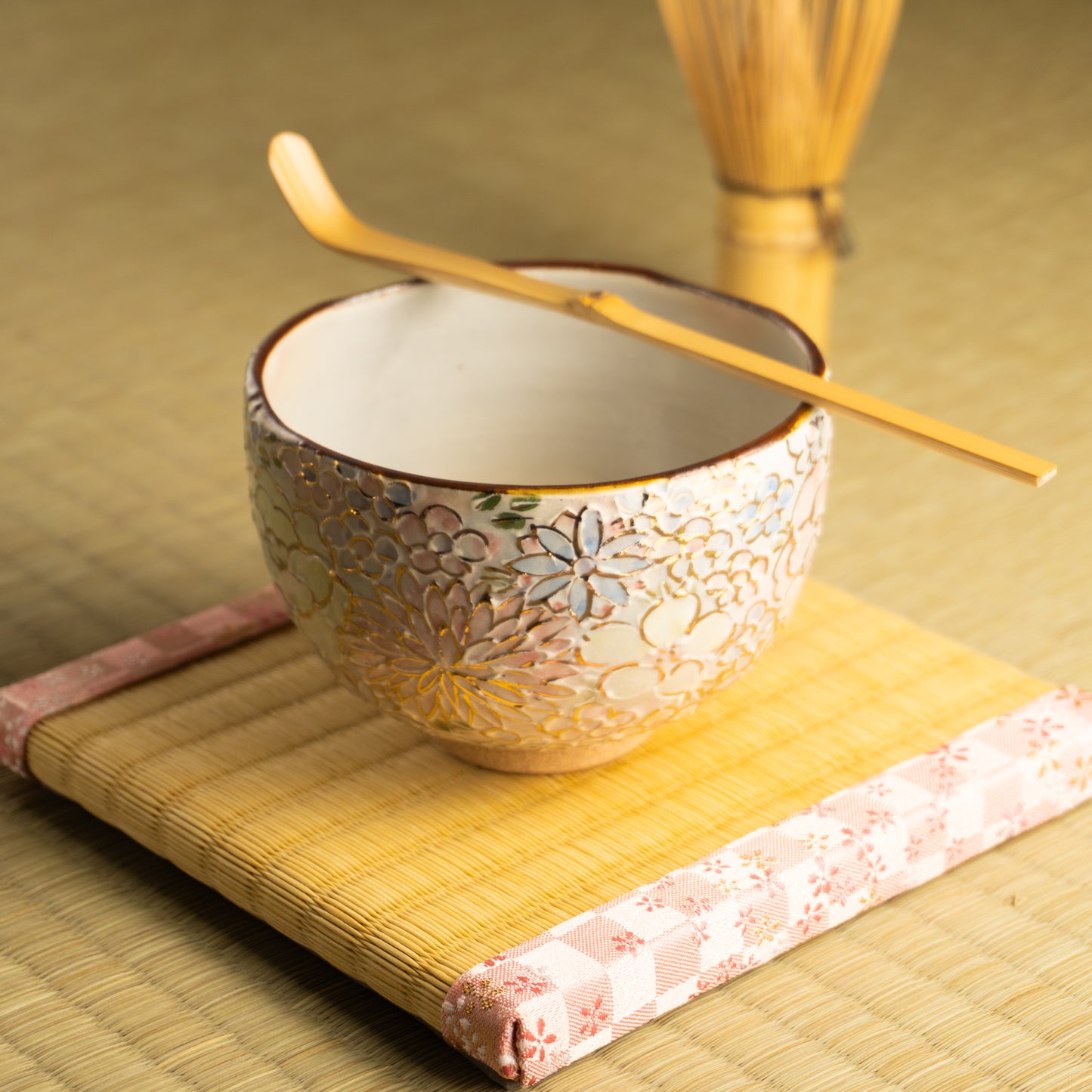 抹茶碗(小) ラスター彩 花詰 A 俊山窯 KOTOPOTTER