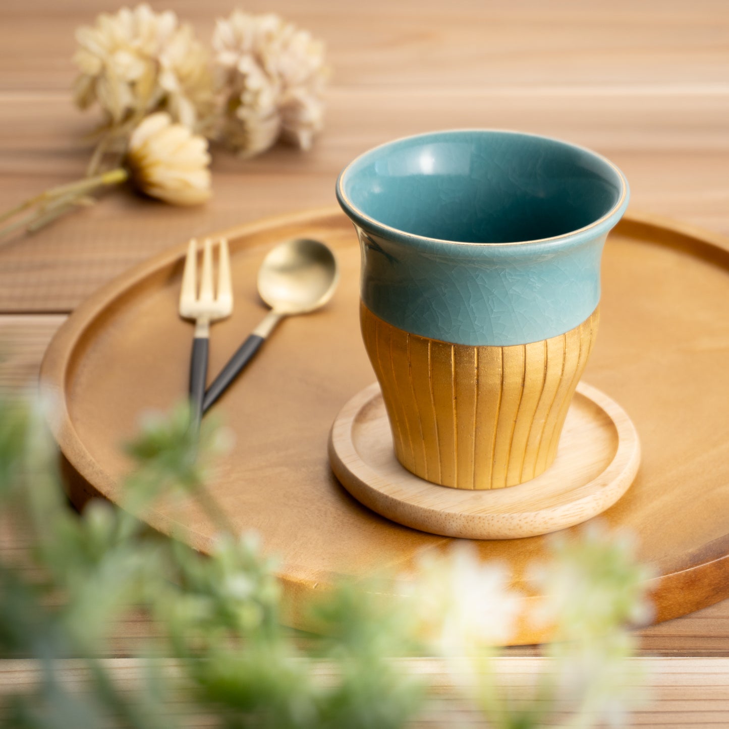 【清水焼】タンブラー 亀甲貫入ブルー 陶仙窯 KOTOPOTTER