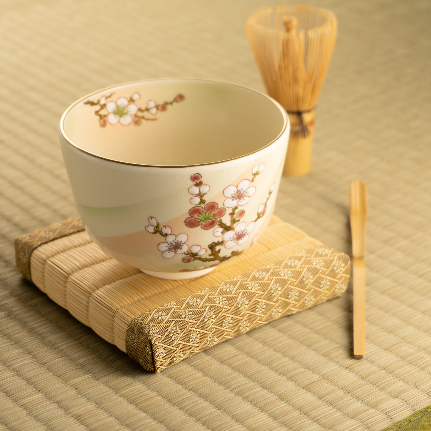 【清水焼】抹茶碗 梅絵 "明" 陶楽 KOTOPOTTER