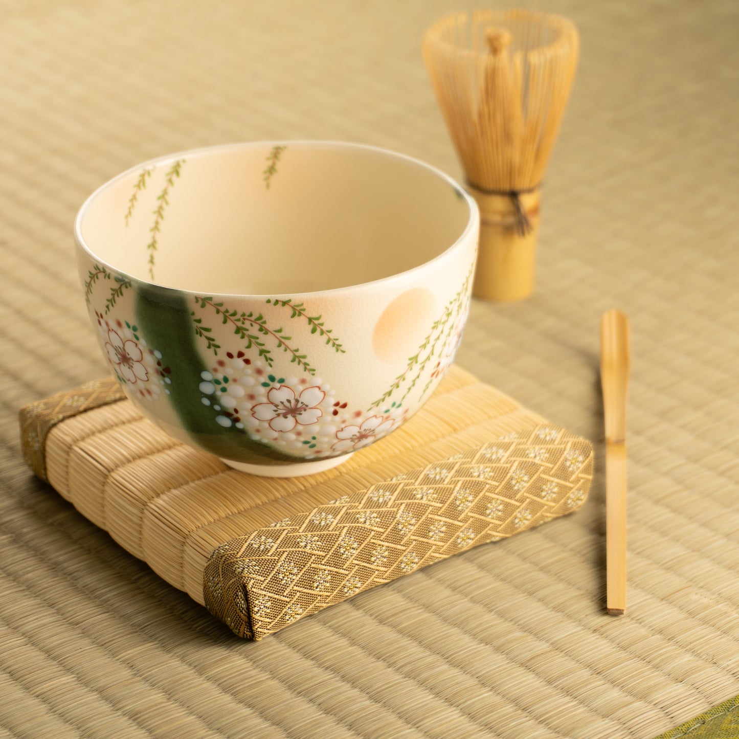 【清水焼】抹茶碗 織部 柳桜 宝泉 KOTOPOTTER