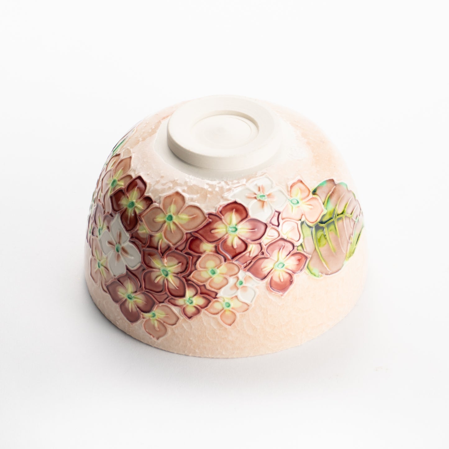 【清水焼】抹茶碗 淡桃交趾 紫陽花 山本一如 KOTOPOTTER