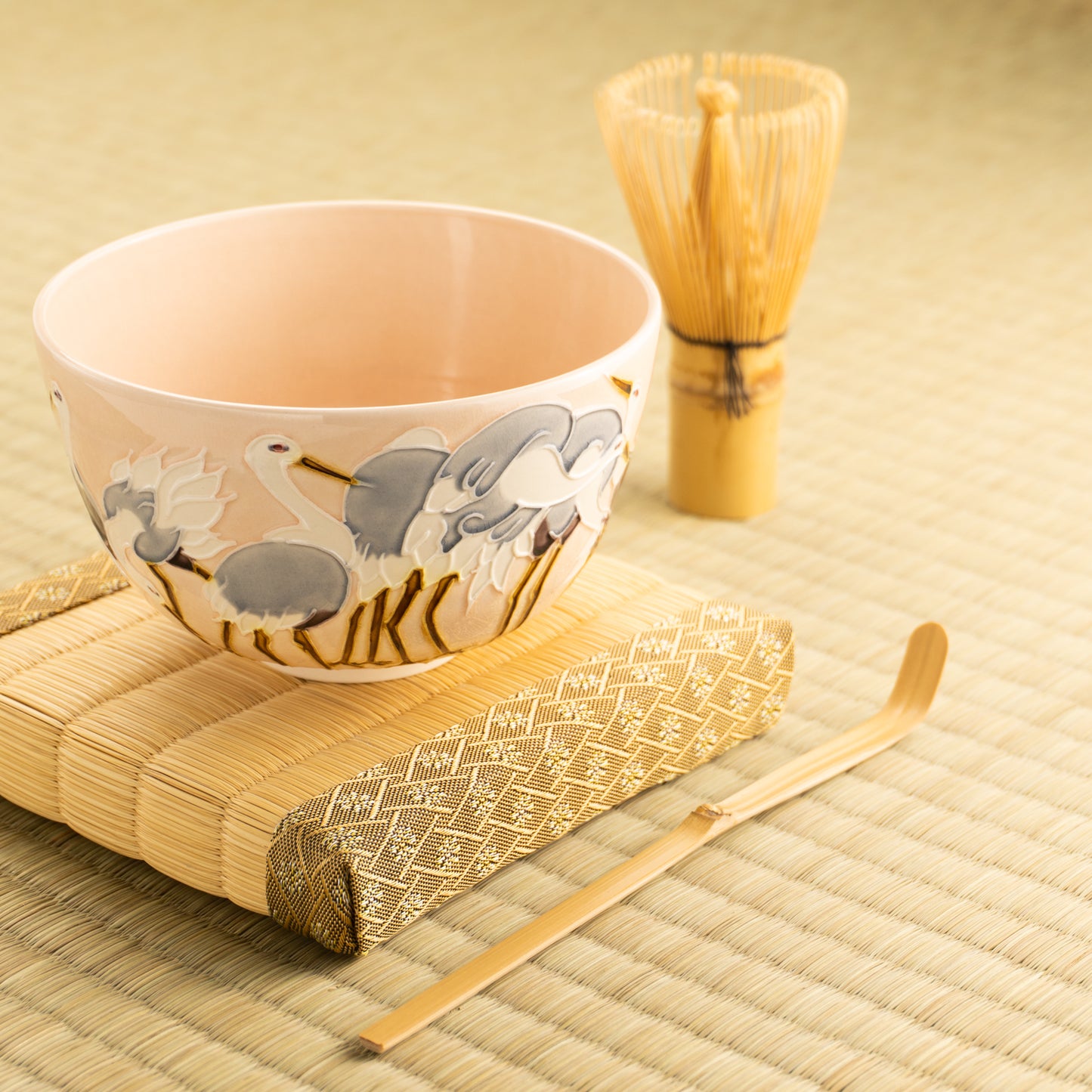 【清水焼】抹茶碗 交趾 立鶴 山本一如 KOTOPOTTER