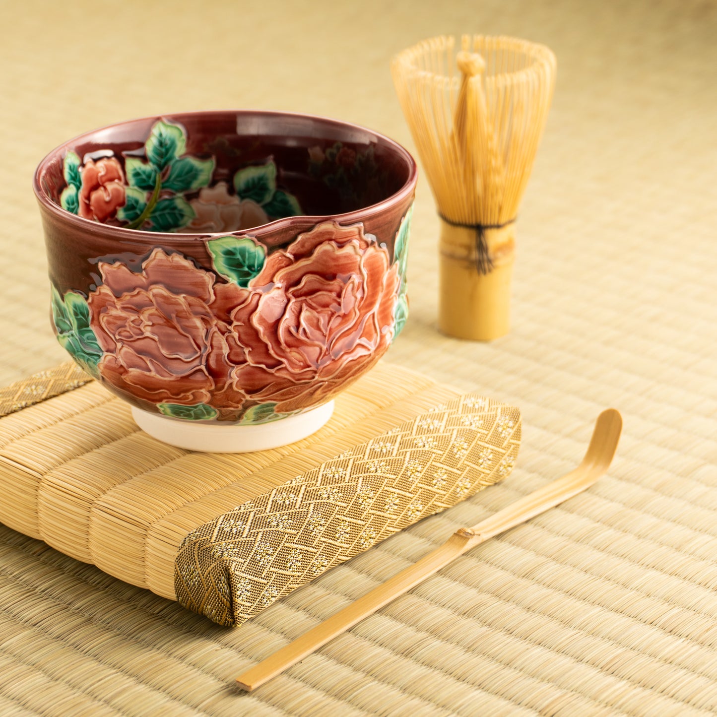 【清水焼】抹茶碗 赤紫交趾 バラ 山本一如 KOTOPOTTER