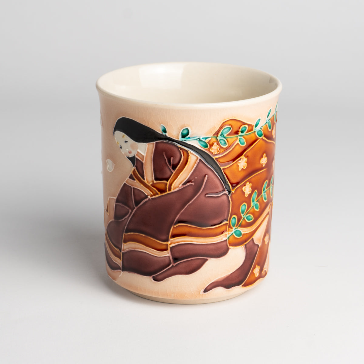 マグカップ 源氏物語 一如 - Handcrafted Japanese pottery from Kyoto - Kyo ware / Kiyomizu ware.