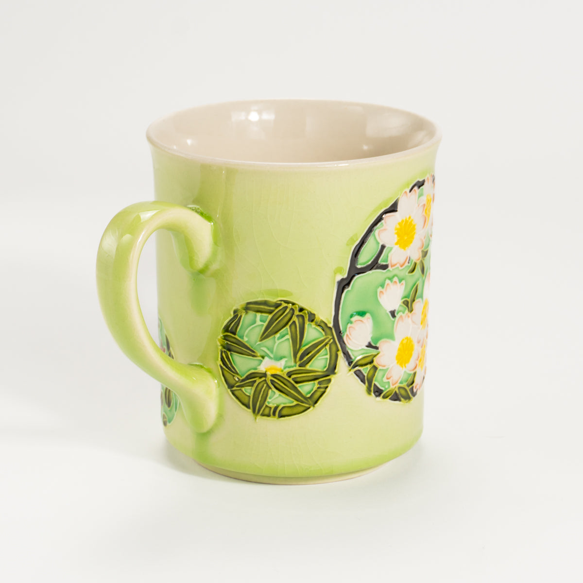 マグカップ 四季草花 一如 - Handcrafted Japanese pottery from Kyoto - Kyo ware / Kiyomizu ware.