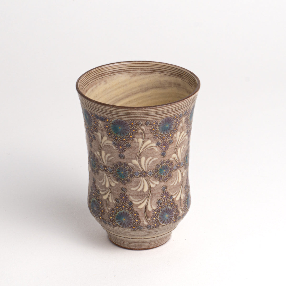 湯呑 紫彩華紋C 陶楽窯 - Handcrafted Japanese pottery from Kyoto - Kyo ware / Kiyomizu ware.