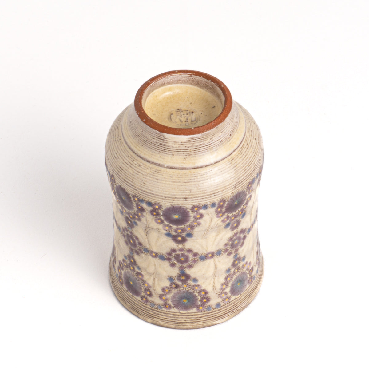 湯呑 紫彩華紋A 陶楽窯 - Handcrafted Japanese pottery from Kyoto - Kyo ware / Kiyomizu ware.