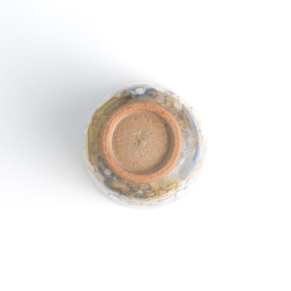 一口カップ 花詰ブルー 俊山窯 - Handcrafted Japanese pottery from Kyoto - Kyo ware / Kiyomizu ware.