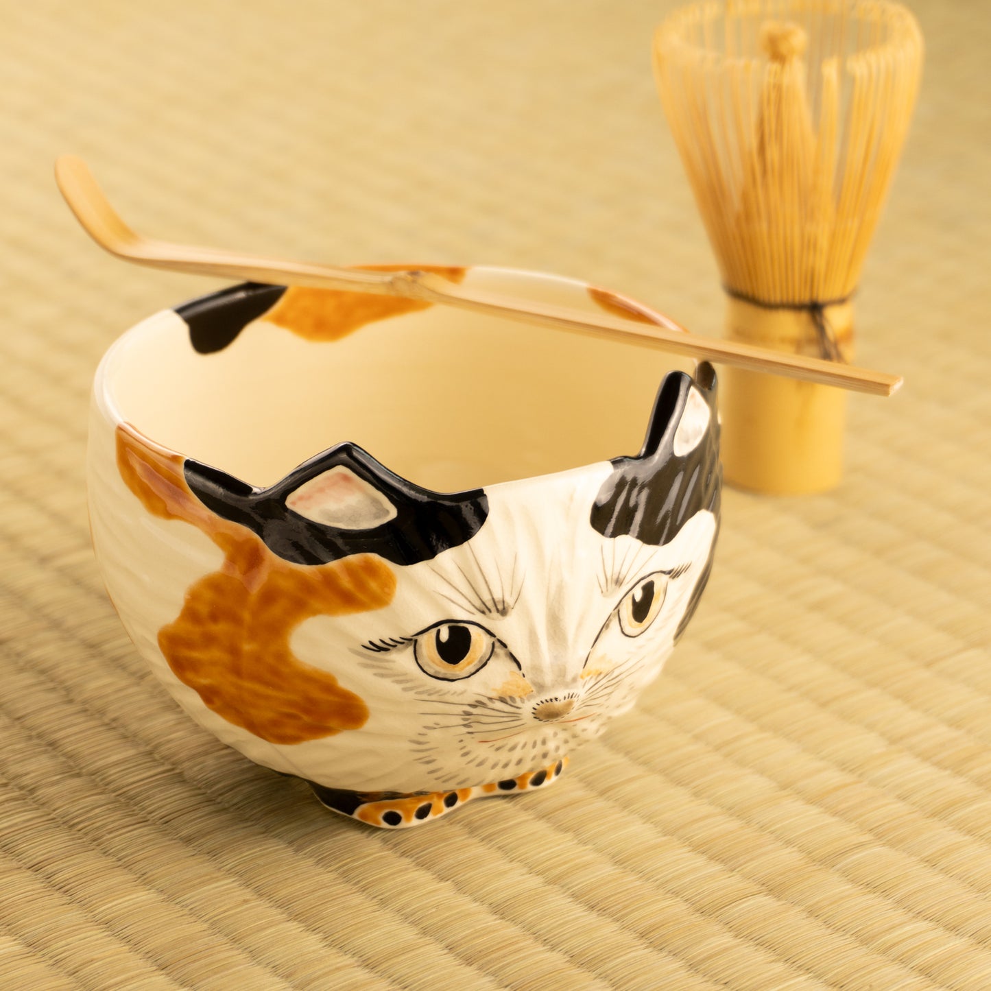 【清水焼】抹茶碗 三毛猫 良二 KOTOPOTTER