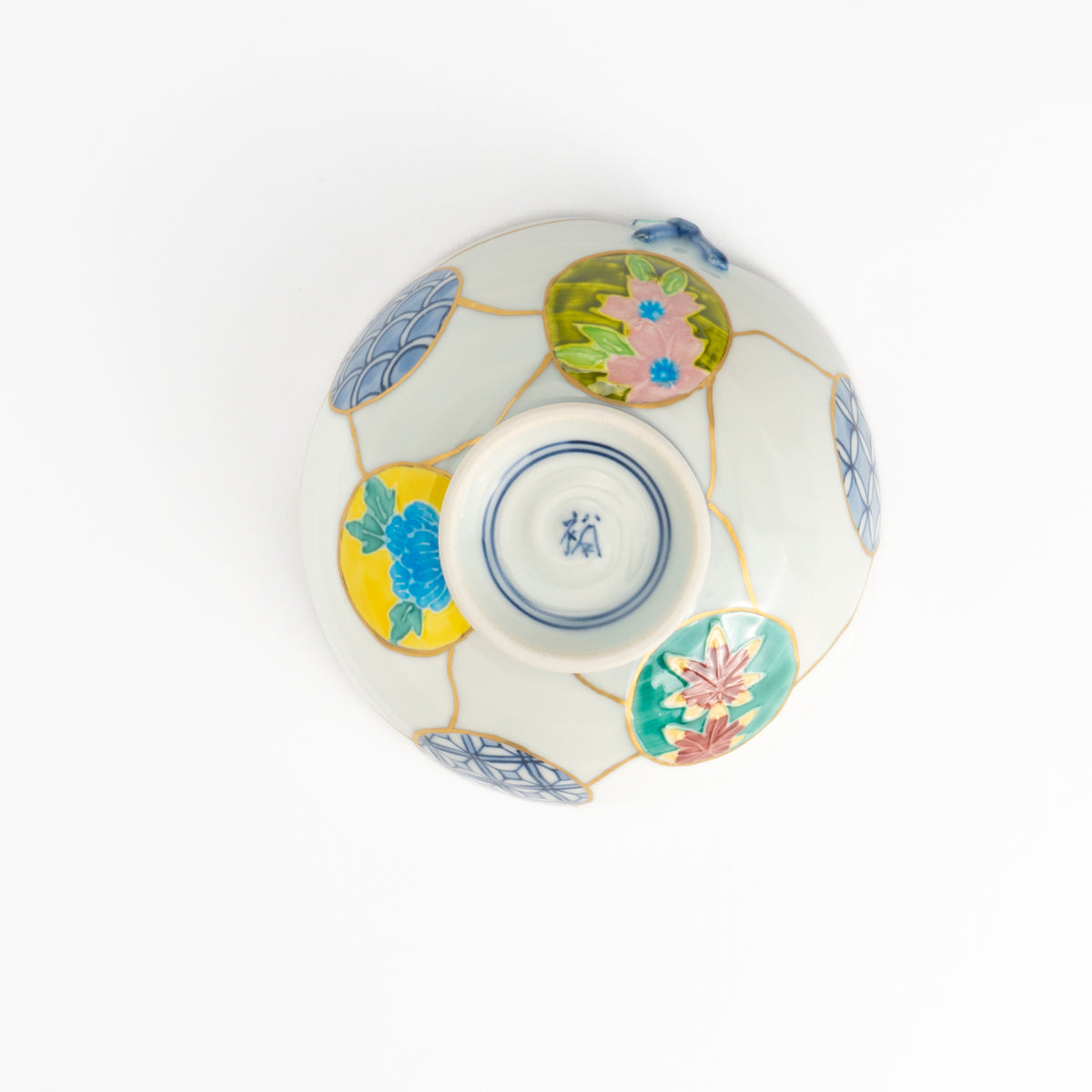 茶碗 一閑人交趾染付 金継風 秀峰堂 - Handcrafted Japanese pottery from Kyoto - Kyo ware / Kiyomizu ware.