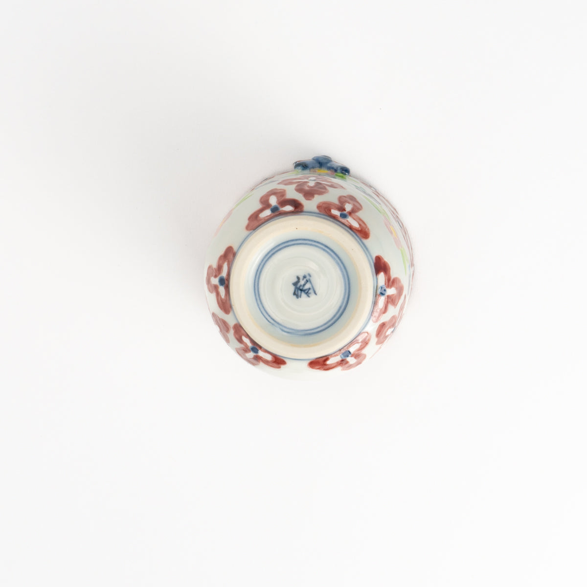 湯呑 一閑人交趾草花 小花レッド 秀峰堂 - Handcrafted Japanese pottery from Kyoto - Kyo ware / Kiyomizu ware.