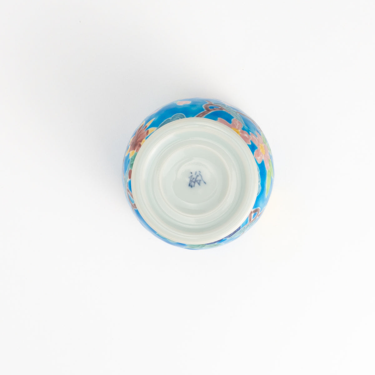 ゴブレット 浅葱交趾吹寄 秀峰堂 - Handcrafted Japanese pottery from Kyoto - Kyo ware / Kiyomizu ware.