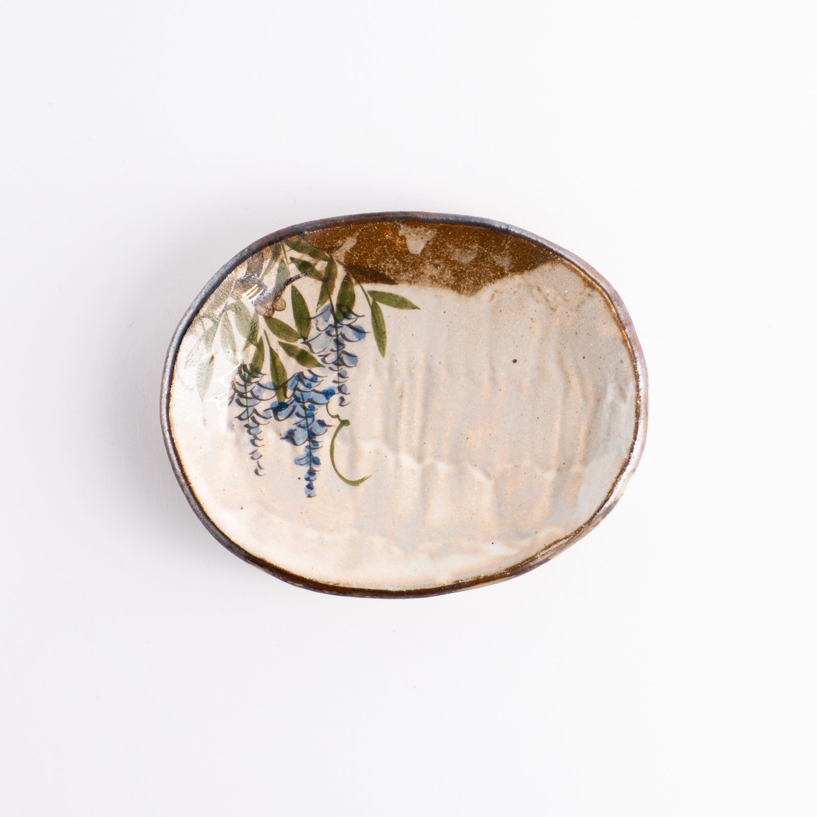京都清水烧椭圆小盘紫藤｜俊山窑｜KOTOPOTTER