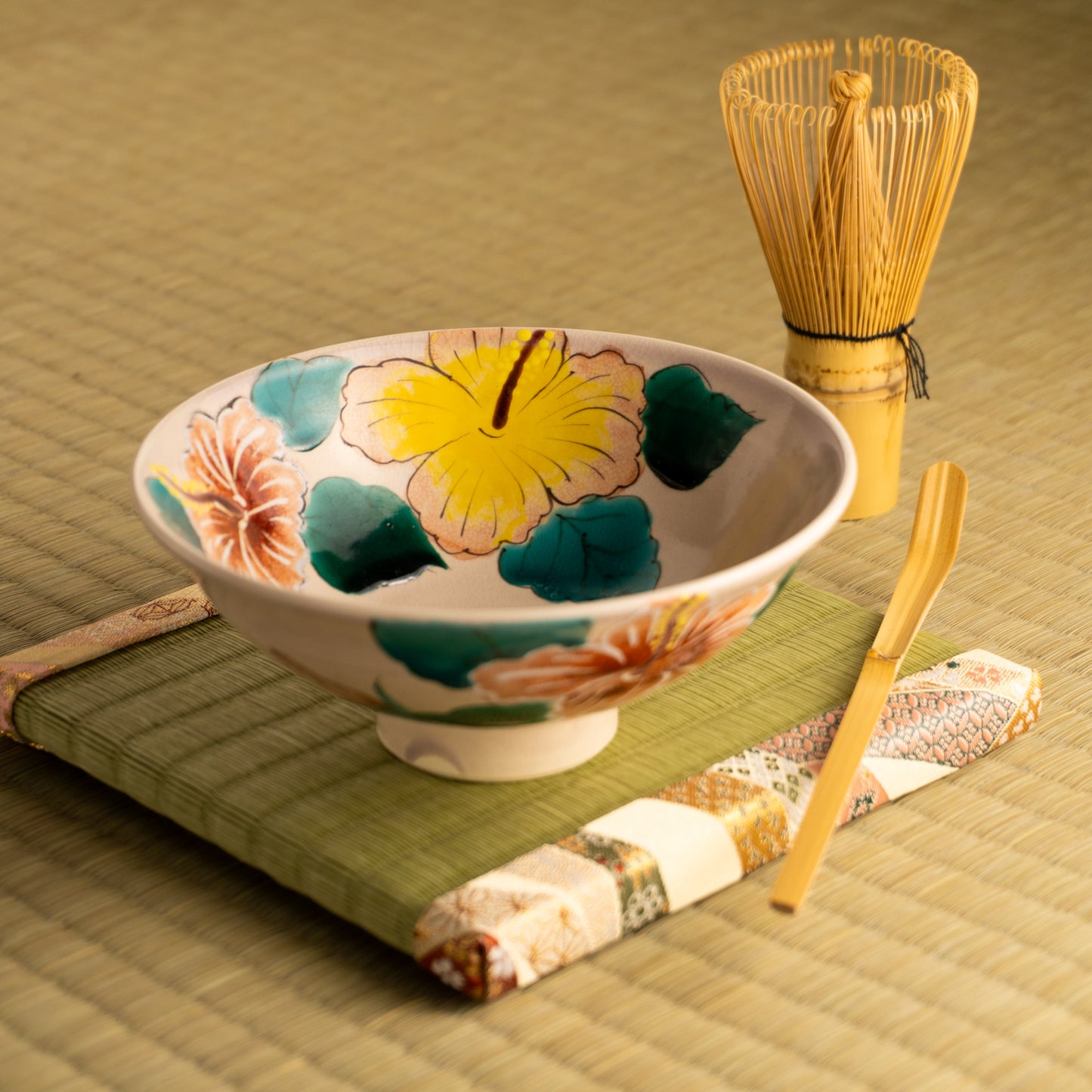 抹茶碗(平) ハイビスカス 宗絢 KOTOPOTTER
