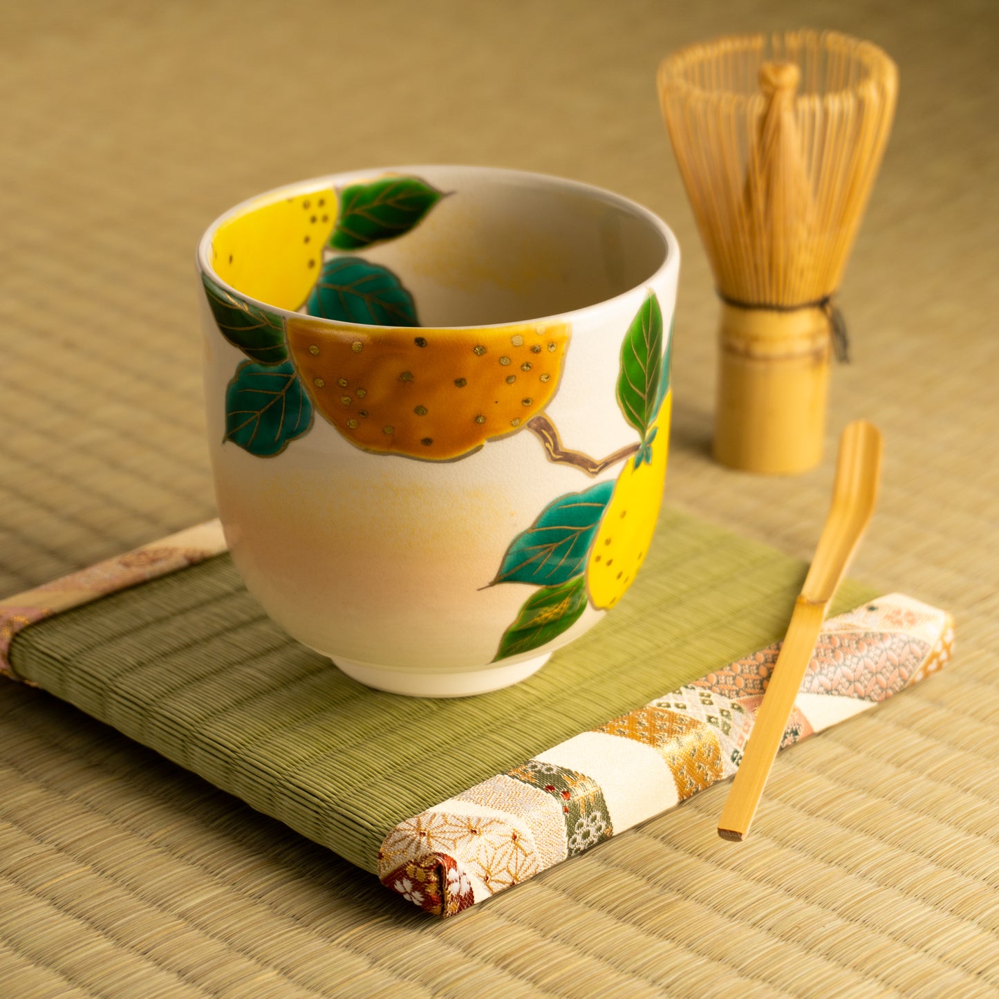 抹茶碗(筒型) 色絵柚子 KOTOPOTTER