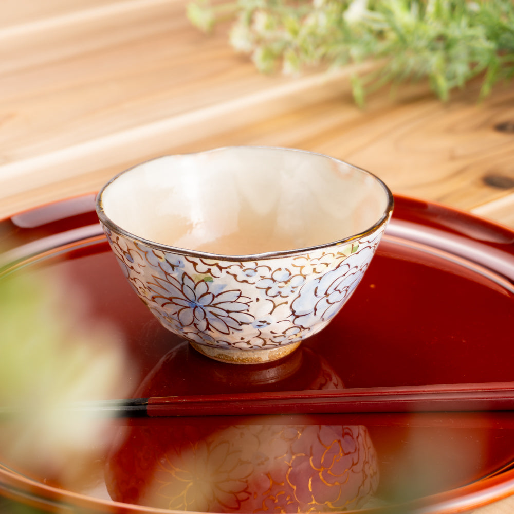 【清水焼】茶碗 花まつり 青 俊山窯 KOTOPOTTER