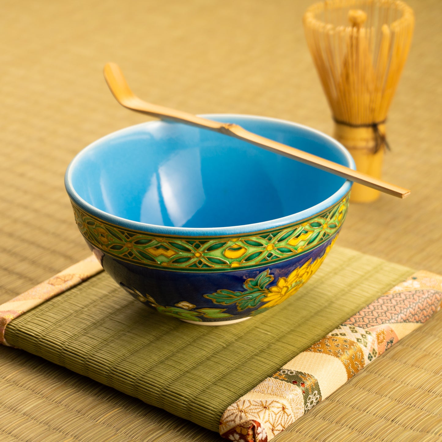 抹茶碗 紺青交趾"菊桐" 山本一如 KOTOPOTTER