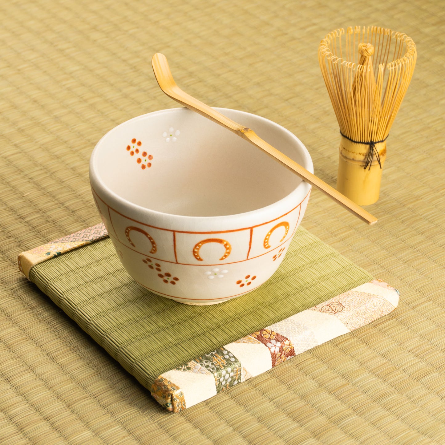 【清水烧】抹茶碗 梅花与马蹄 海峰