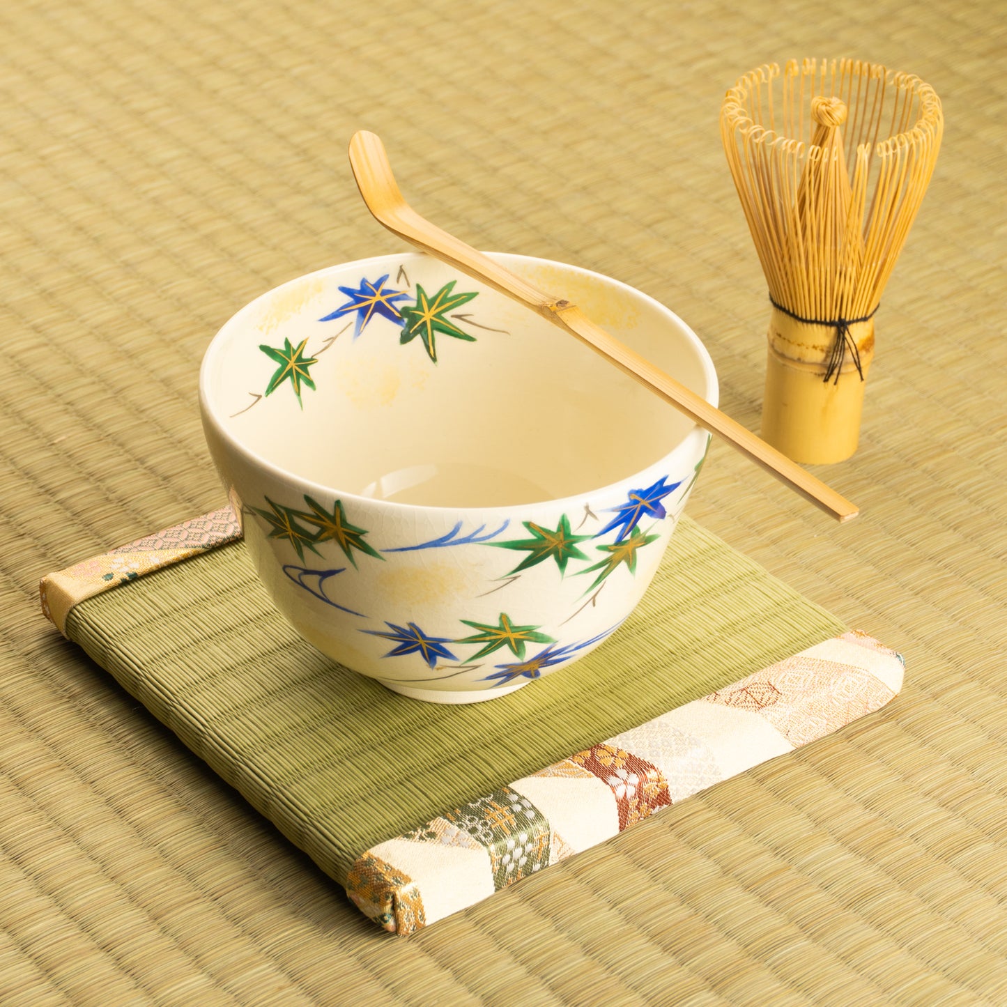 【清水烧】抹茶碗 流水青枫 与平