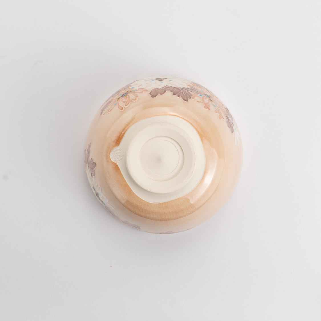 抹茶碗 淡桃交趾 菊 山本一如 - Handcrafted Japanese pottery from Kyoto - Kyo ware / Kiyomizu ware.