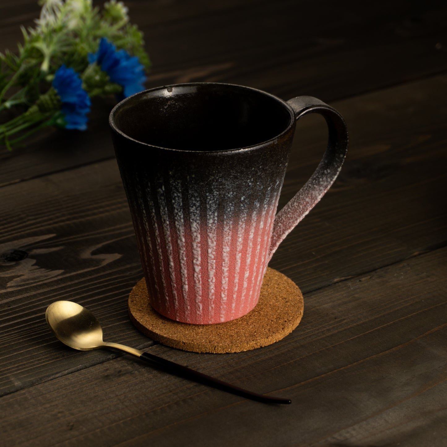 【清水焼】マグカップ 釉泥彩 黒×紅色 B 竹村陽太郎 KOTOPOTTER