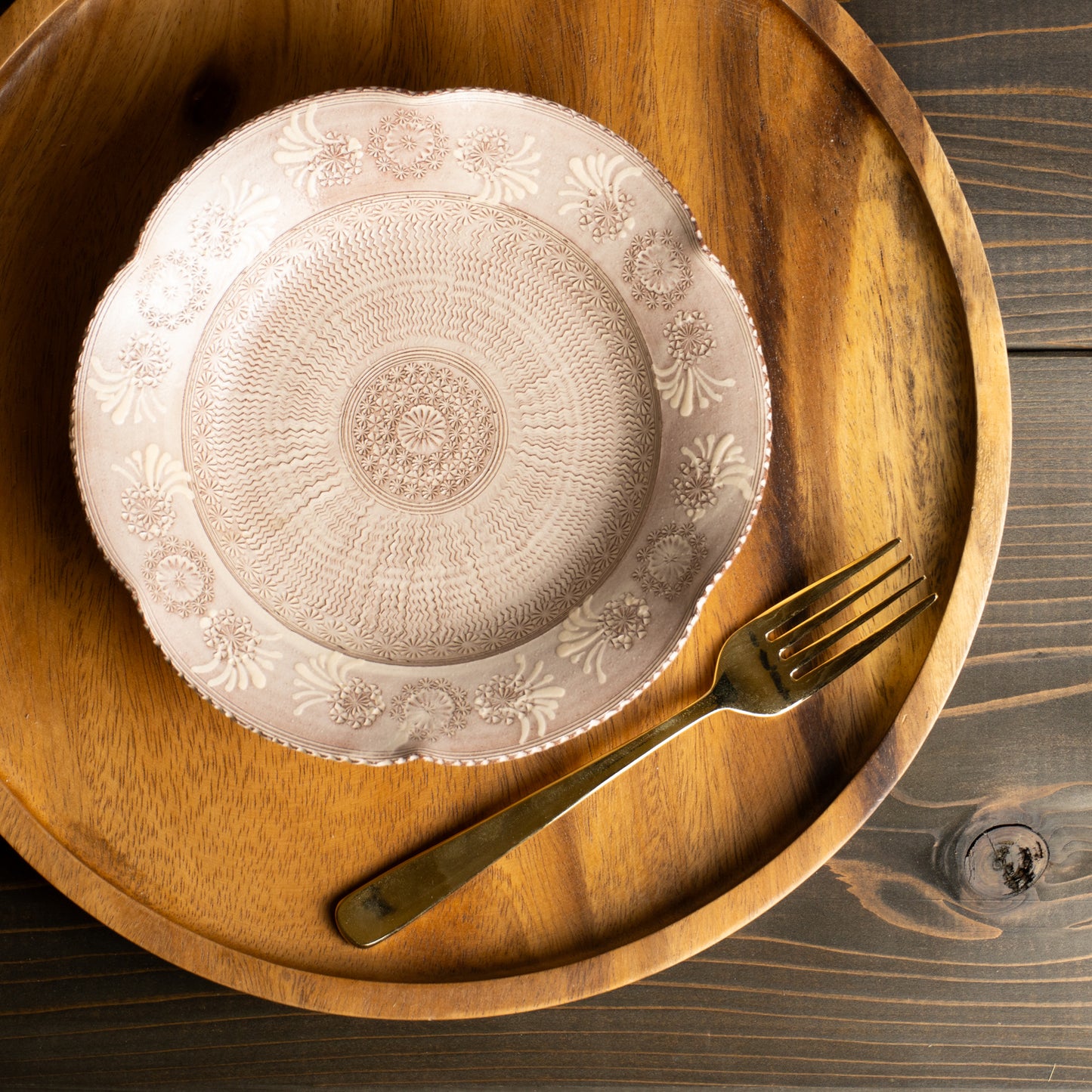 【清水焼】6寸向皿 紫三島 陶楽窯 KOTOPOTTER