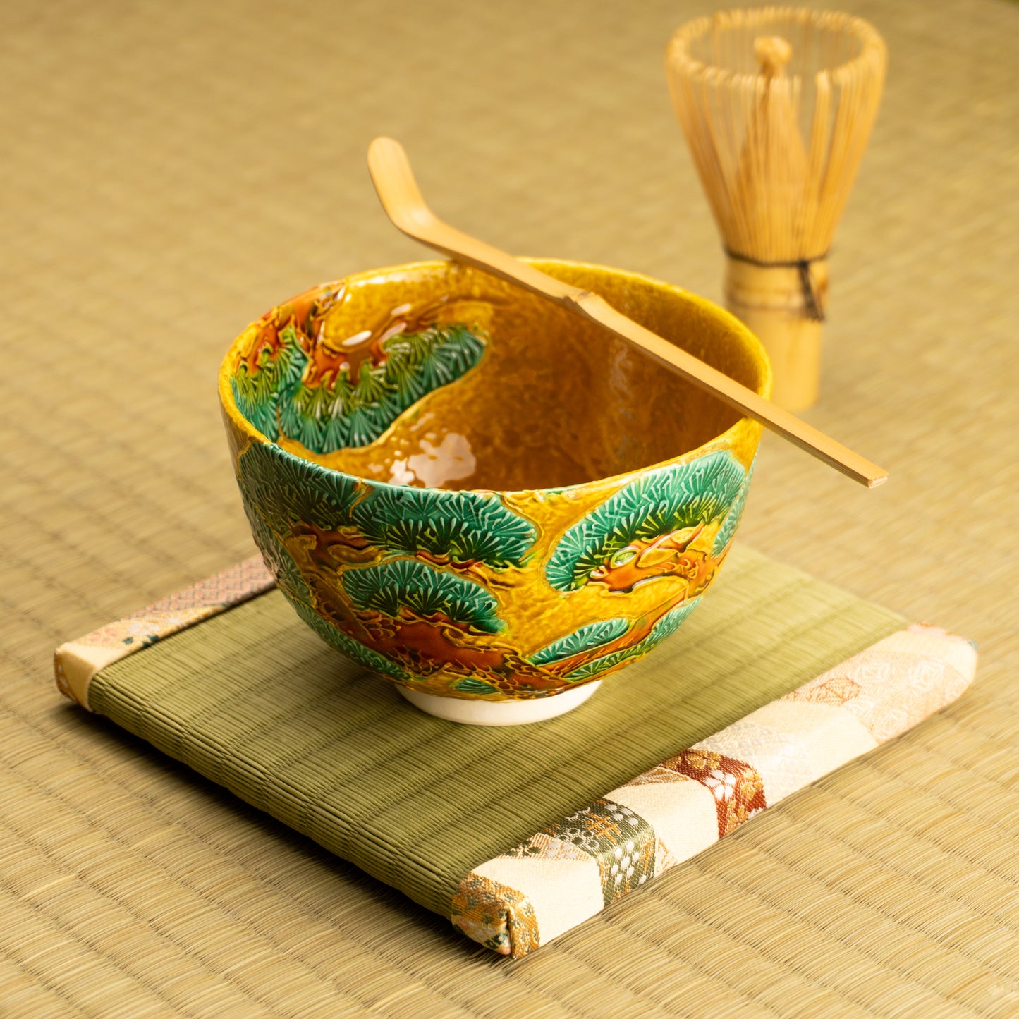 抹茶碗 古代黄 ”老松” 一如 KOTOPOTTER