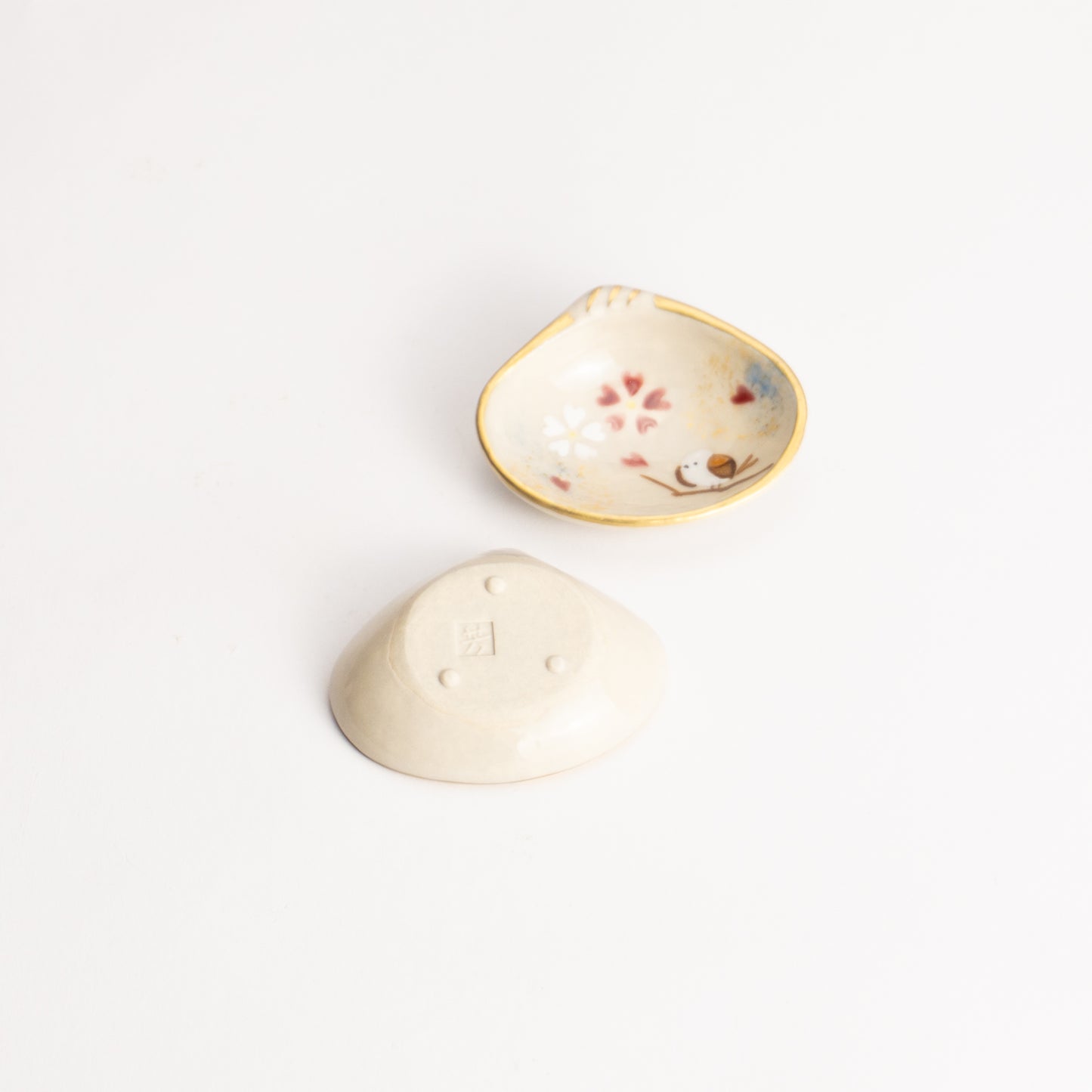 【清水焼】箸置き 貝型 シマエナガ(ペア) KOTOPOTTER