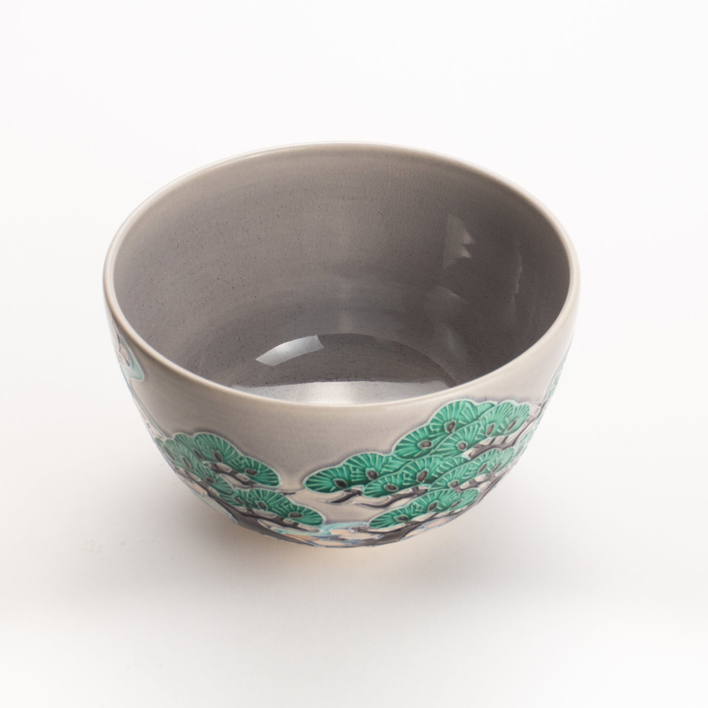 Matcha bowl -Pine tree ,wave, Japanese poem by Ichinyo KOTOPOTTER