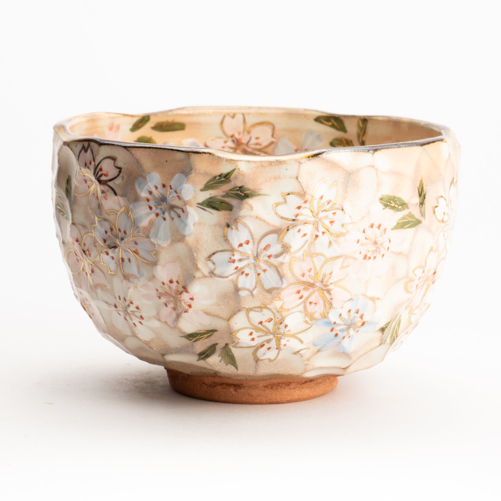 桜と紅葉と新緑の山の抹茶茶碗。 Matcha bowl -Cherry blossom by Shunzan kiln| Kyoto traditional
