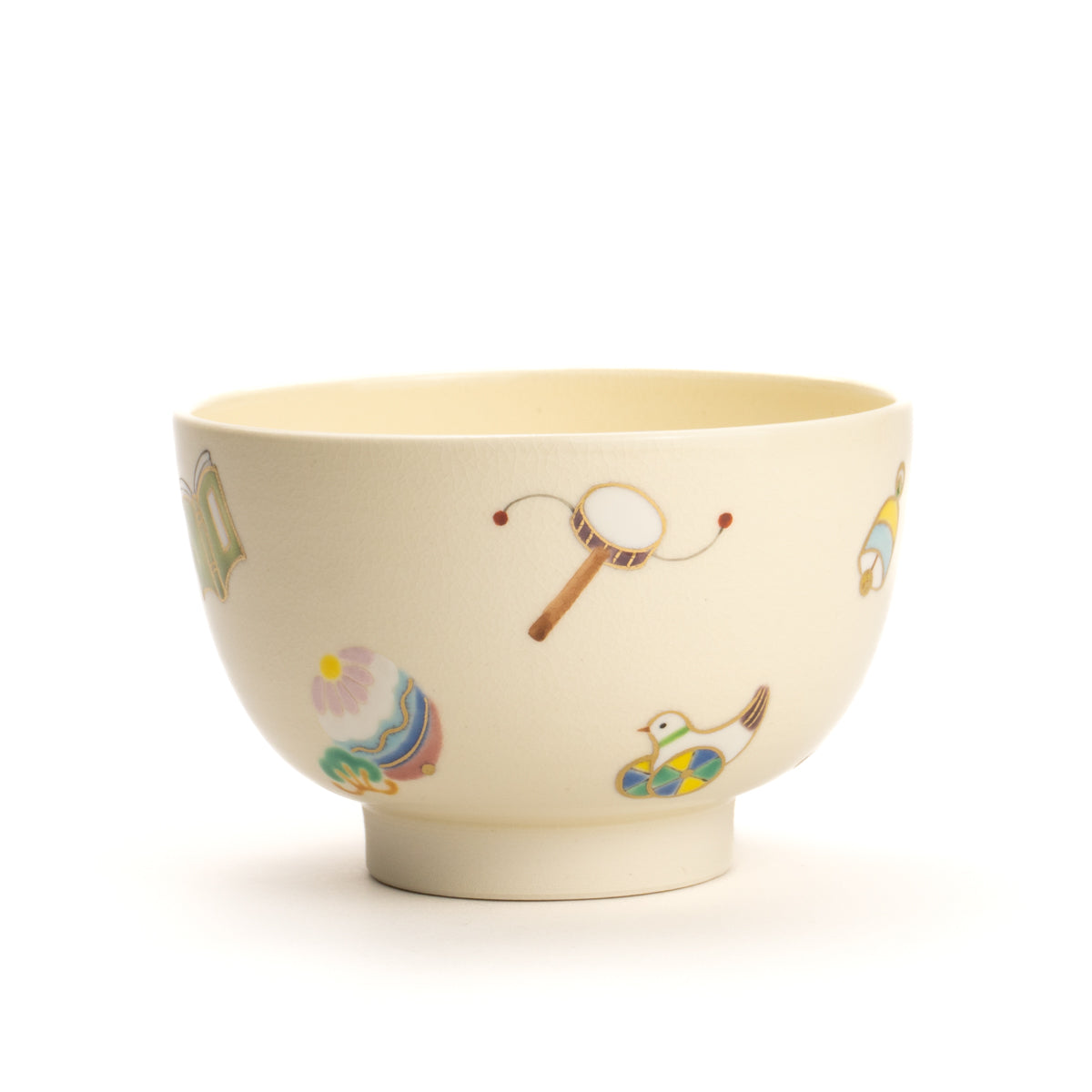 小福茶碗 玩具尽くし 深田香奈重 - Handcrafted Japanese pottery from Kyoto - Kyo ware / Kiyomizu ware.