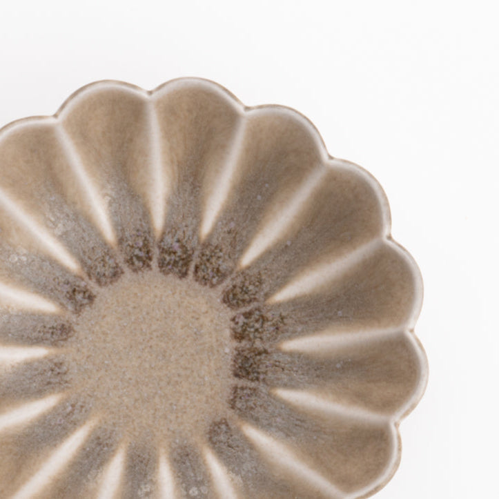 菊輪花鉢 灰橙 平安楽堂 - Handcrafted Japanese pottery from Kyoto - Kyo ware / Kiyomizu ware.