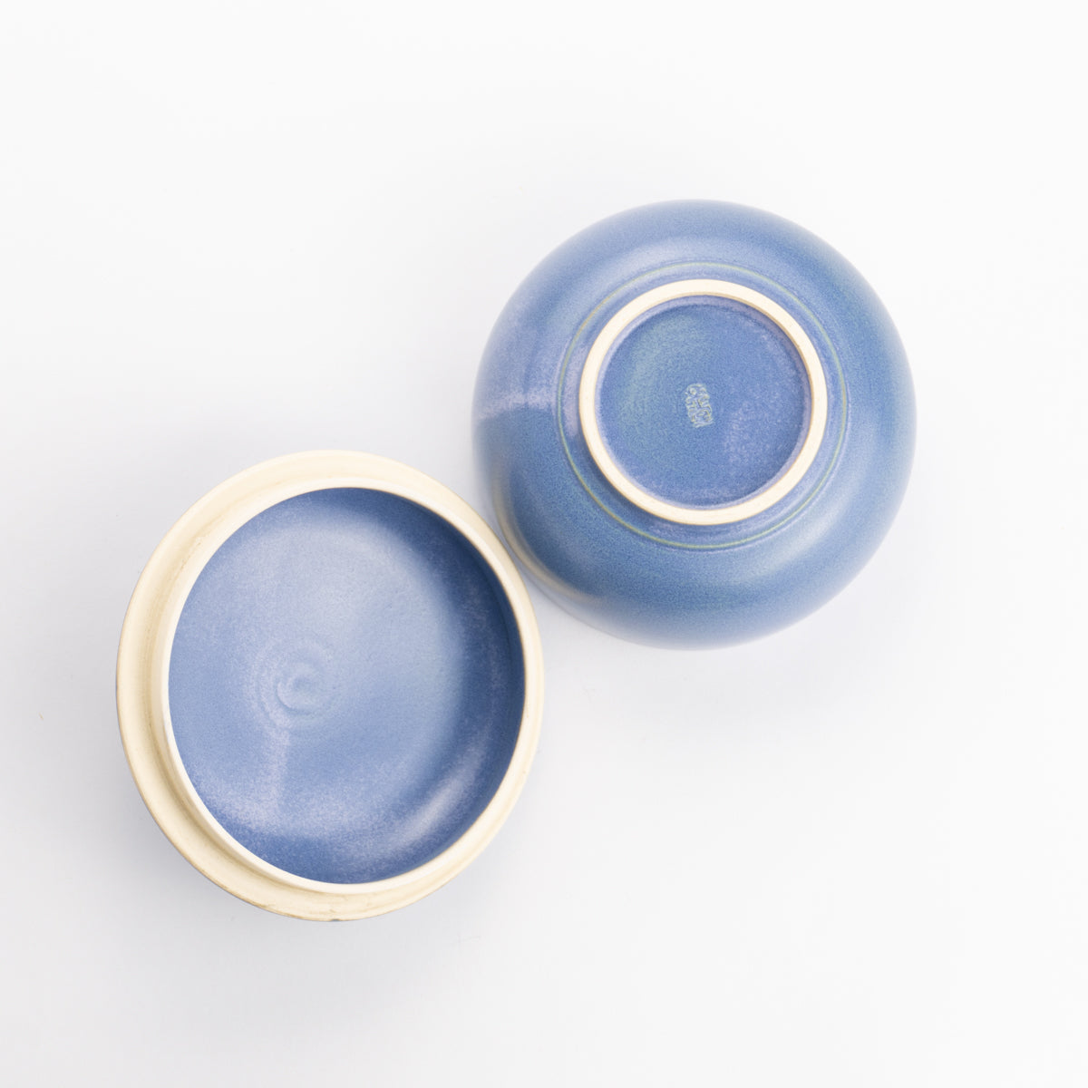 蓋物 青紫釉 平安楽堂 - Handcrafted Japanese pottery from Kyoto - Kyo ware / Kiyomizu ware.