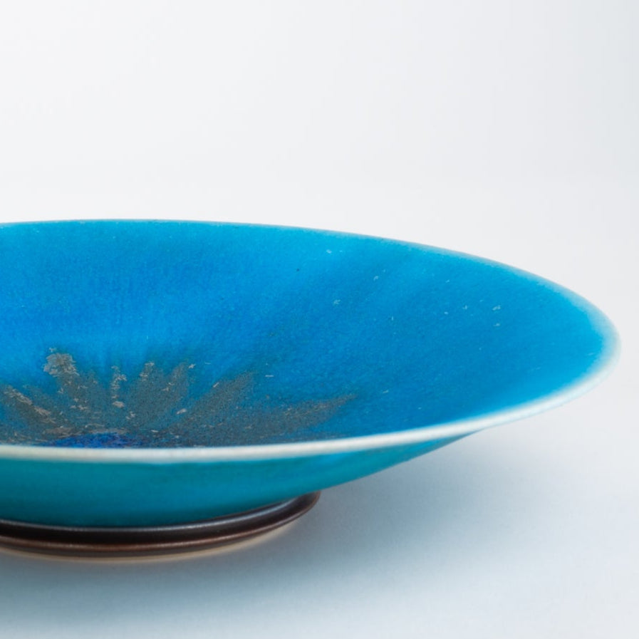 大皿 碧彩結晶釉 岩華窯 高木竜太 - Handcrafted Japanese pottery from Kyoto - Kyo ware / Kiyomizu ware.