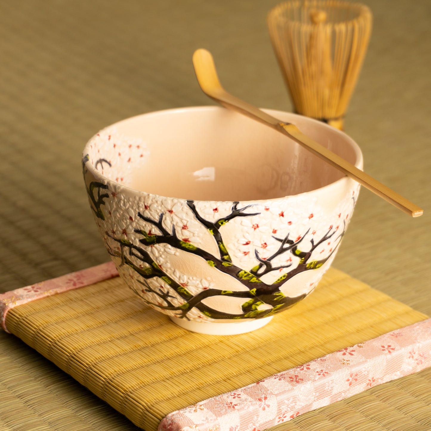 抹茶碗 淡桃交趾 "満開の桜" 一如 KOTOPOTTER