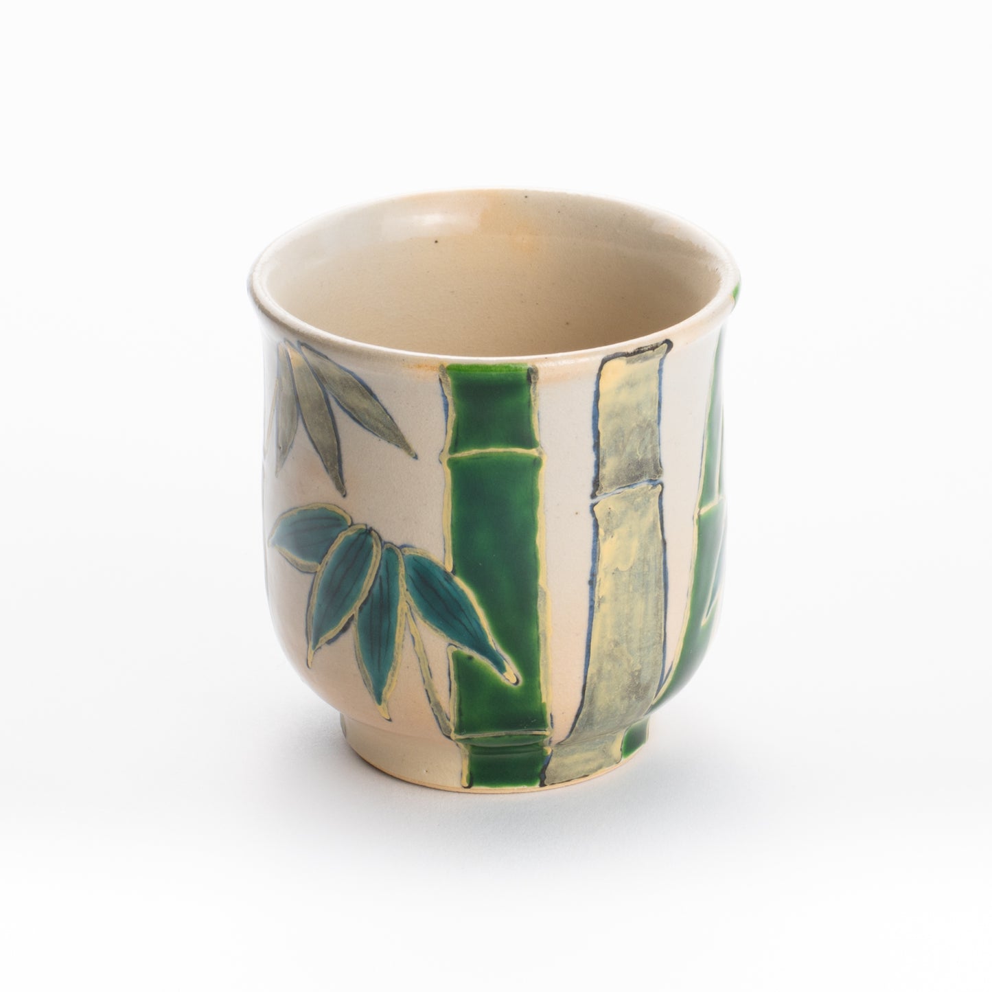 湯吞 青竹 花光山窯 - Handcrafted Japanese pottery from Kyoto - Kyo ware / Kiyomizu ware.