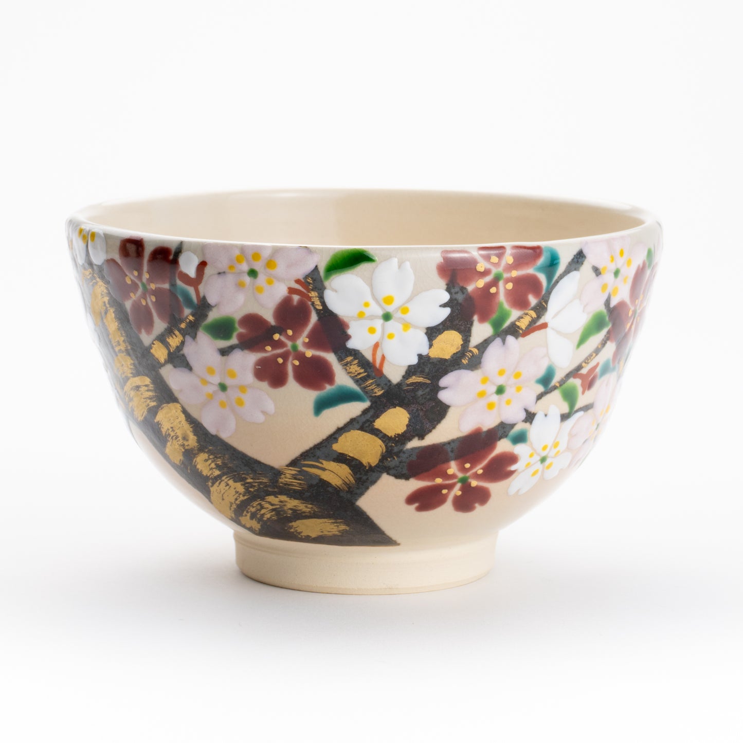 抹茶碗 サクラ 花光山窯 - Handcrafted Japanese pottery from Kyoto - Kyo ware / Kiyomizu ware.