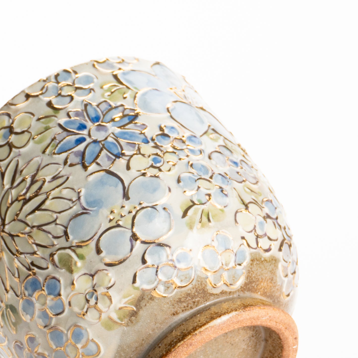 湯呑 イッチン金彩 花詰 ブルー 俊山窯 KOTOPOTTER