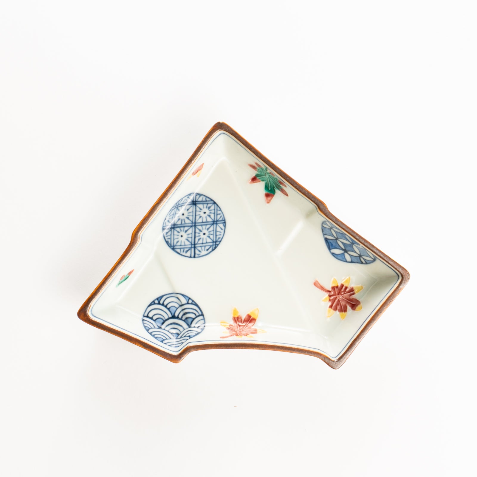 【極美品】清水焼き青紅葉形皿　８枚セット 京都 清水焼】小鉢 紅葉小紋 のし型 秀峰堂｜コトポッター