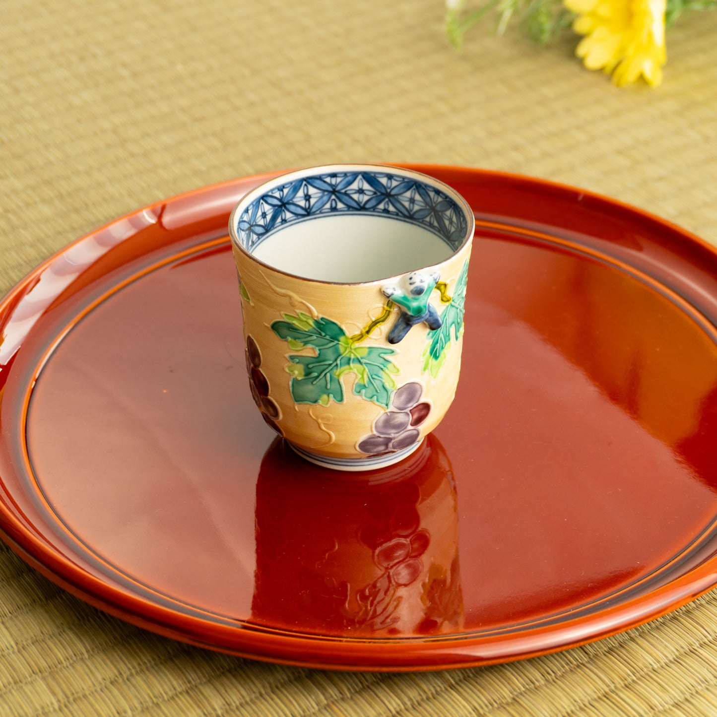 湯呑 銀彩交趾一閑人 葡萄 秀峰堂 KOTOPOTTER