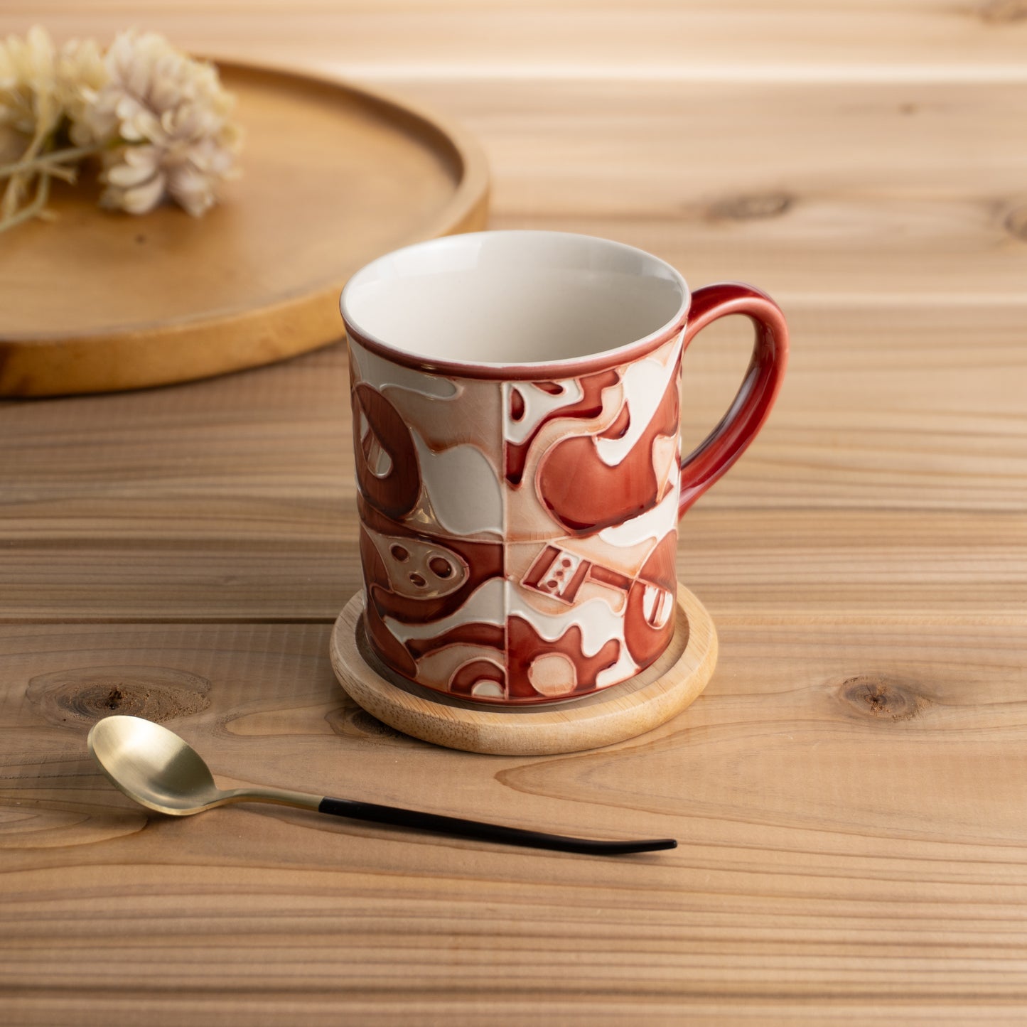 マグカップ 演奏会 ピンク 一如 - Handcrafted Japanese pottery from Kyoto - Kyo ware / Kiyomizu ware.