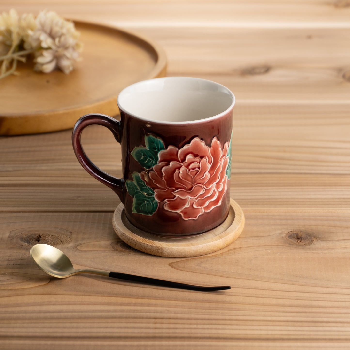 マグカップ バラ 一如 - Handcrafted Japanese pottery from Kyoto - Kyo ware / Kiyomizu ware.