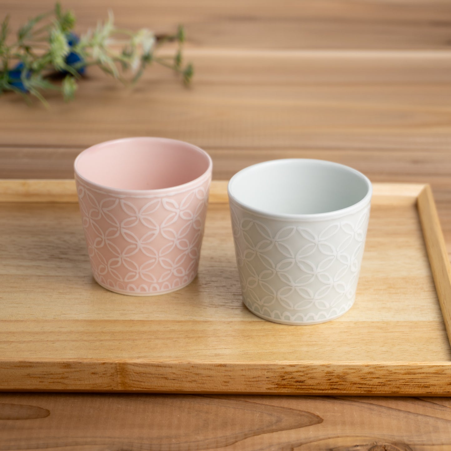 小さいカップ ピンク七宝 貴古窯 - Handcrafted Japanese pottery from Kyoto - Kyo ware / Kiyomizu ware.