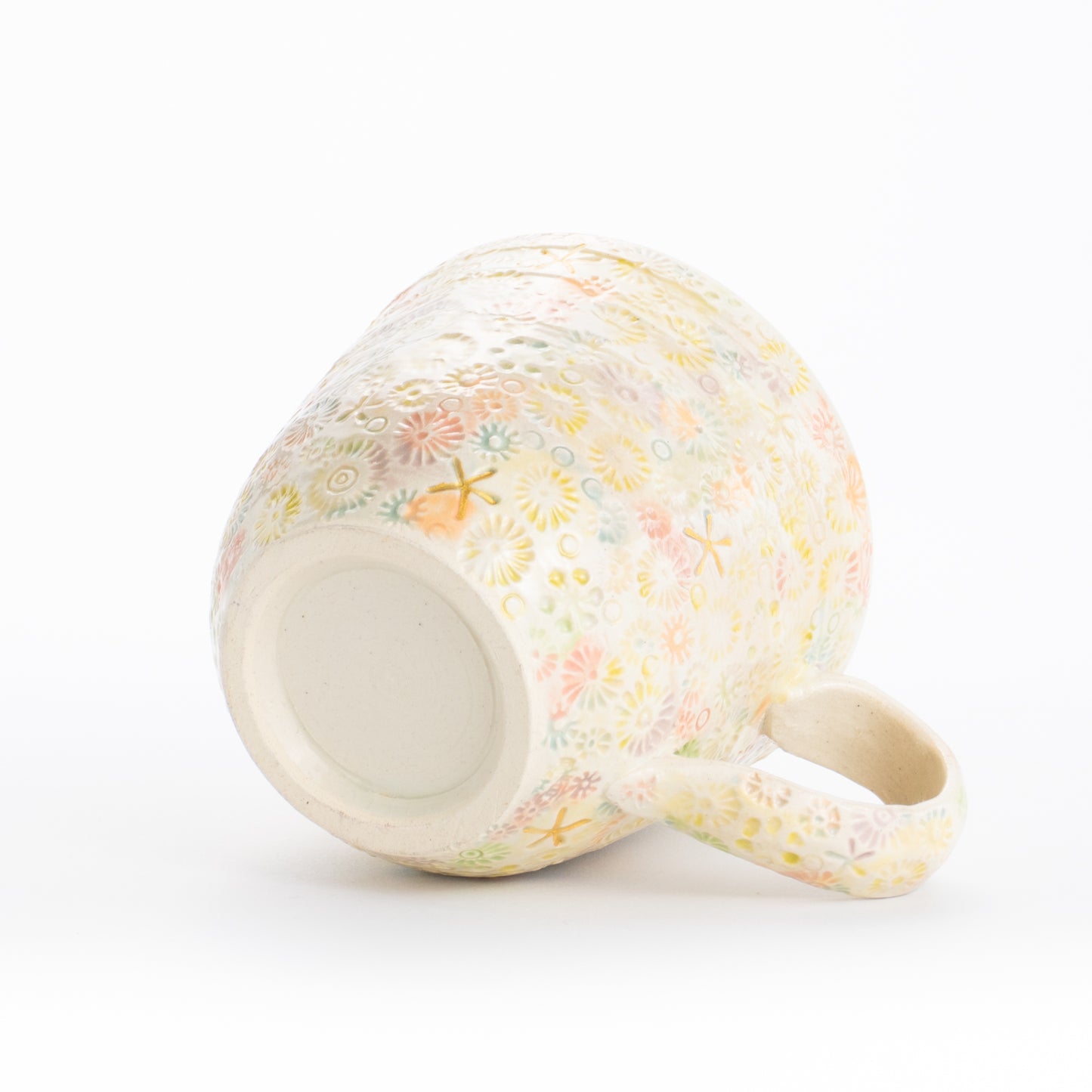 マグカップ(中) 淡三島 イエロー 伯耆葉子 - Handcrafted Japanese pottery from Kyoto - Kyo ware / Kiyomizu ware.