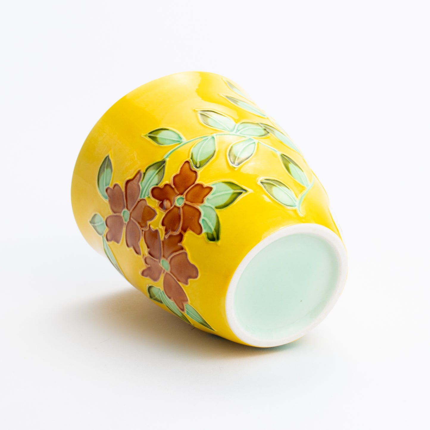 フリーカップ 黄交趾 トリ 一如 - Handcrafted Japanese pottery from Kyoto - Kyo ware / Kiyomizu ware.