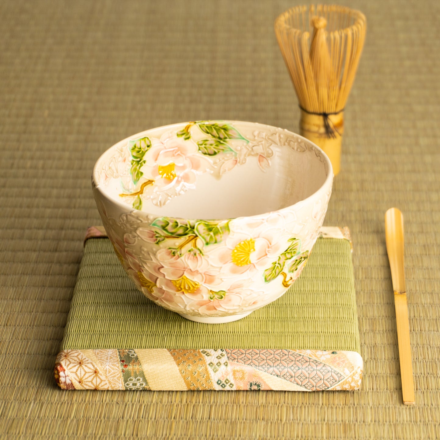 抹茶碗 白鳳交趾"桜に雲" 一如 KOTOPOTTER
