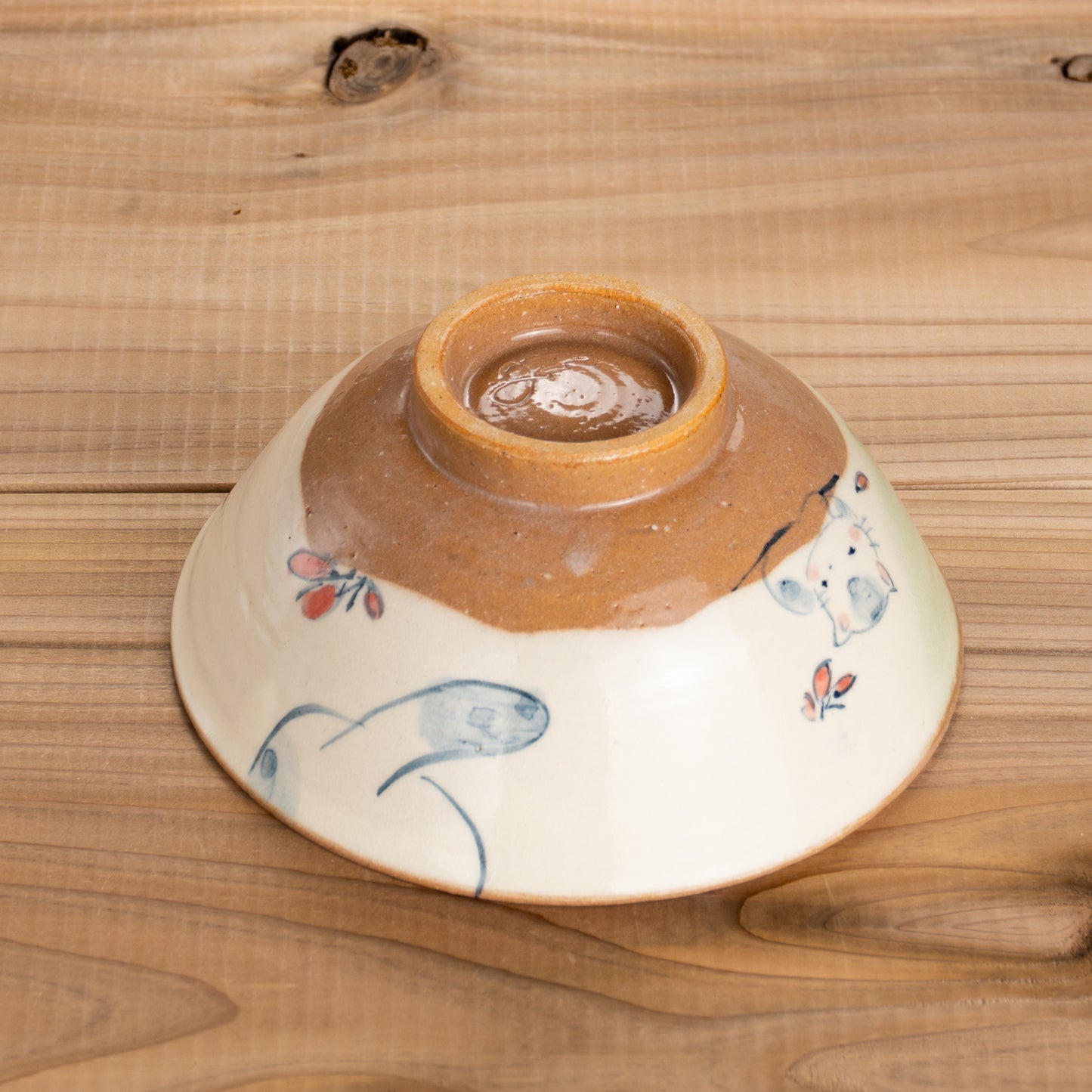 茶碗(大) おやすみ猫E 工房咲楽 - Handcrafted Japanese pottery from Kyoto - Kyo ware / Kiyomizu ware.