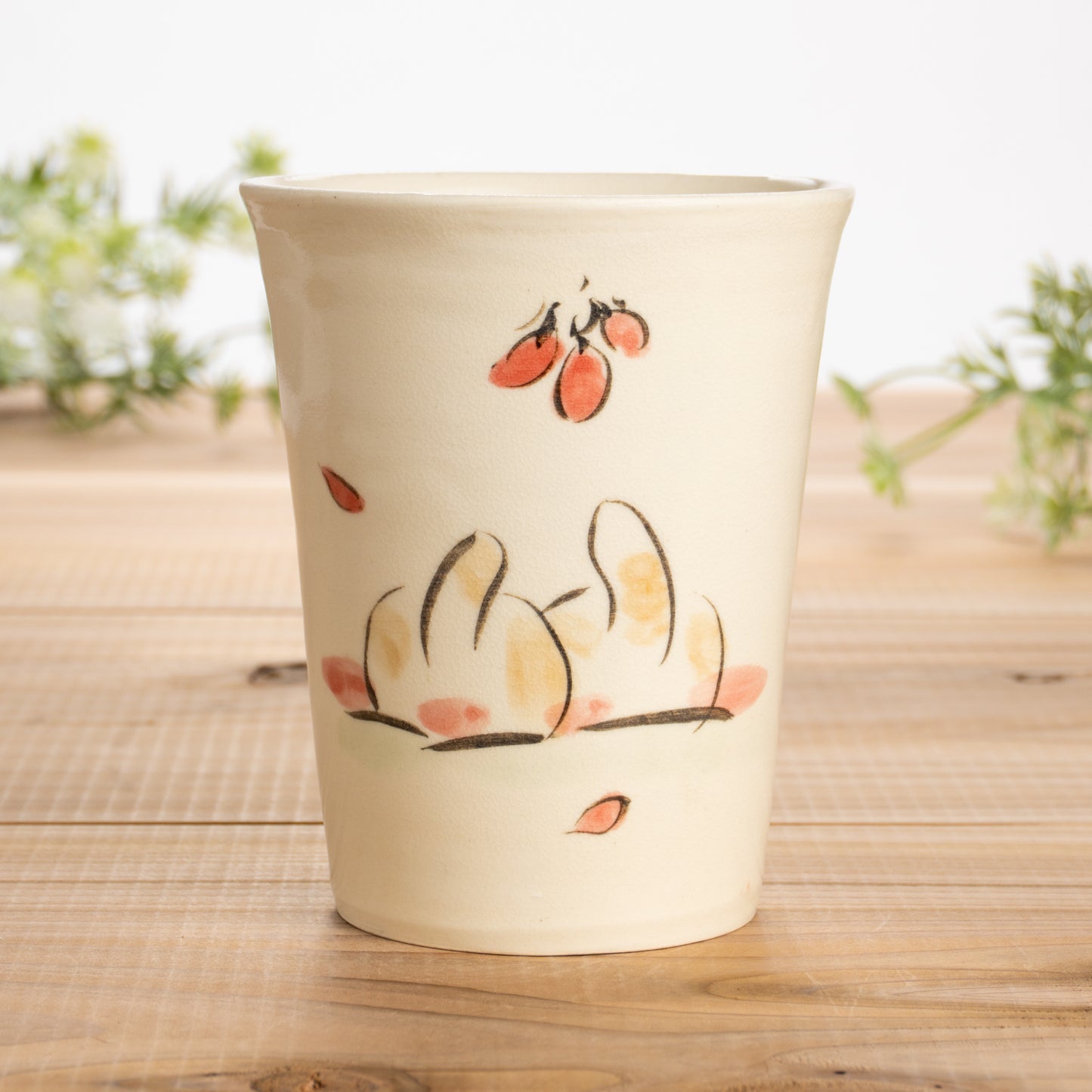 フリーカップ 仲良し猫E 工房咲楽 - Handcrafted Japanese pottery from Kyoto - Kyo ware / Kiyomizu ware.