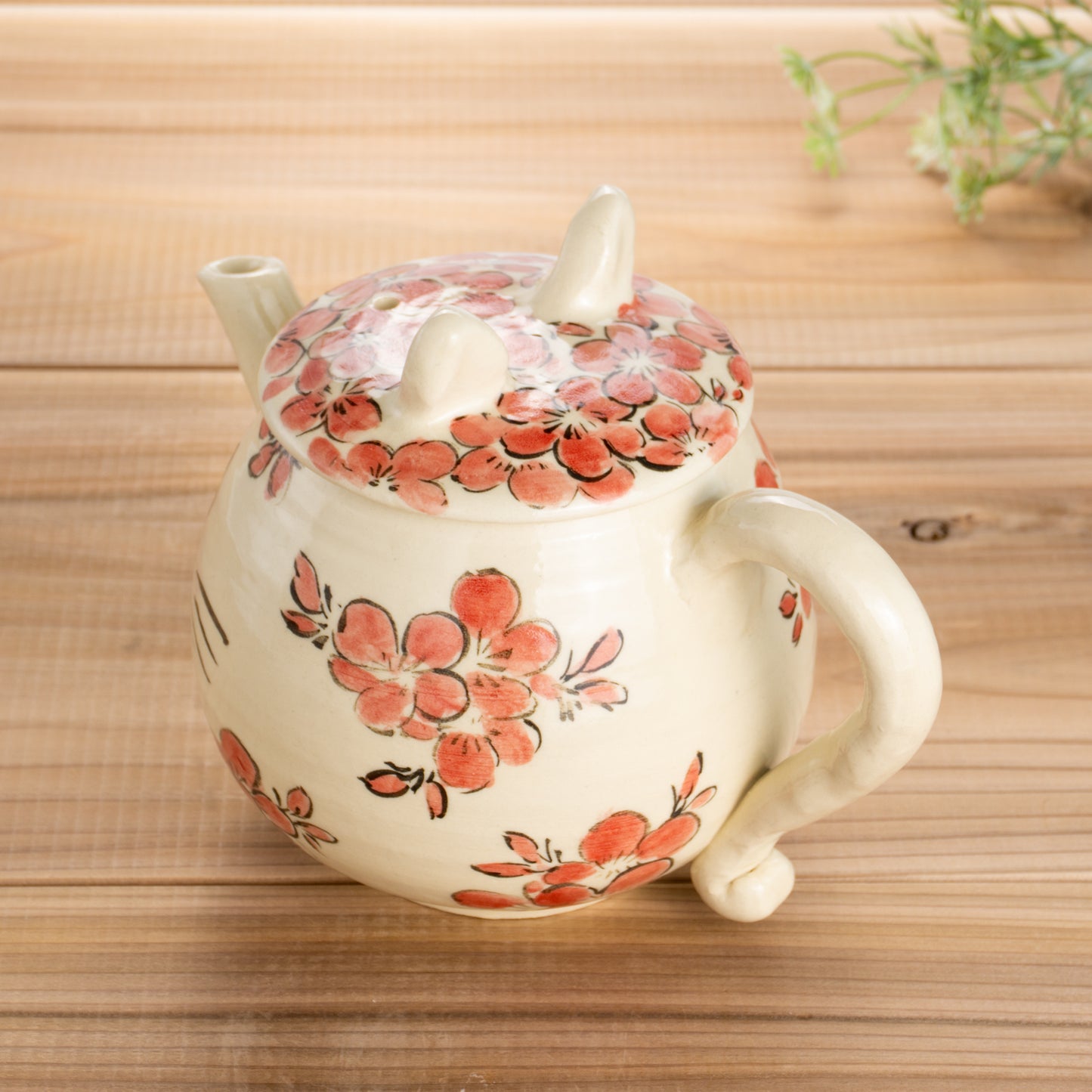 ティーポット ねこちゃん 工房咲楽 - Handcrafted Japanese pottery from Kyoto - Kyo ware / Kiyomizu ware.