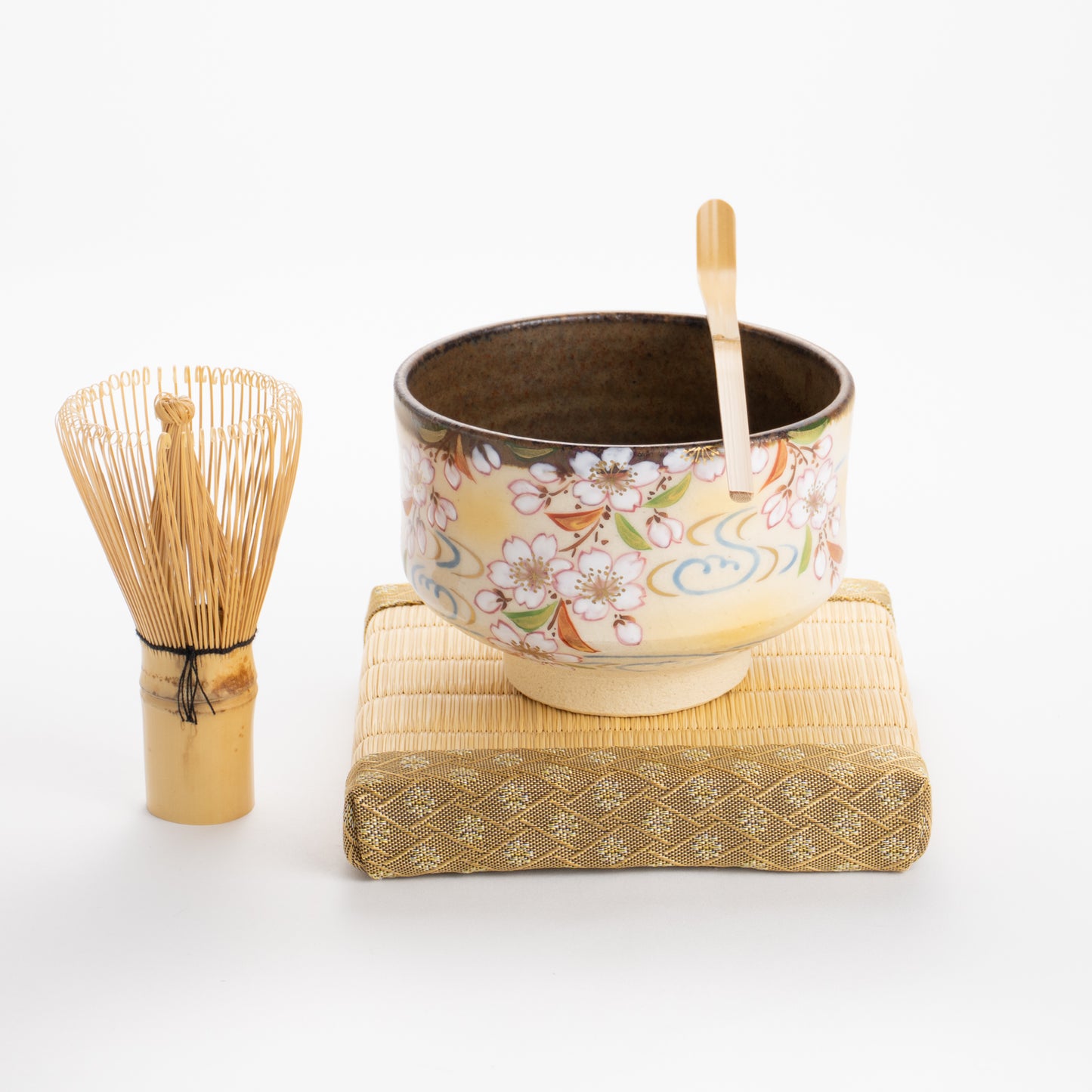 抹茶碗 桜流水 定一 - Handcrafted Japanese pottery from Kyoto - Kyo ware / Kiyomizu ware.